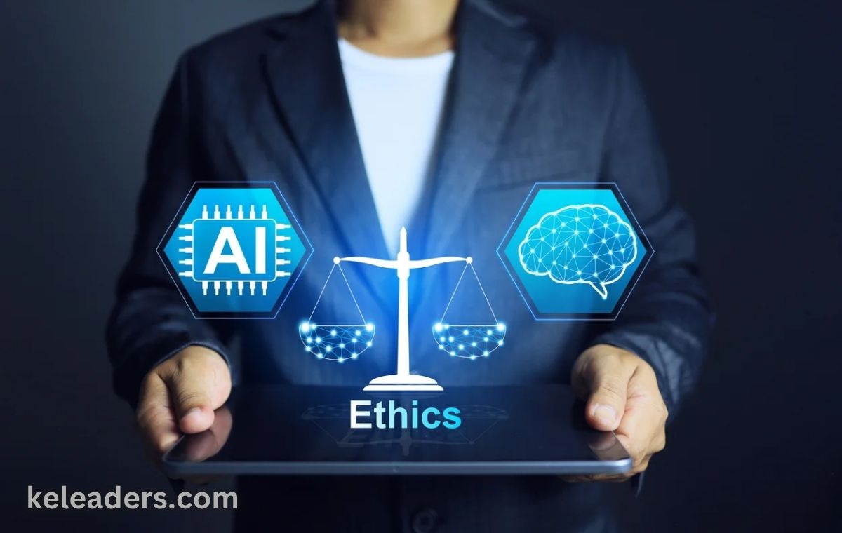 Business leaders implementing ethical AI and responsible innovation strategies
